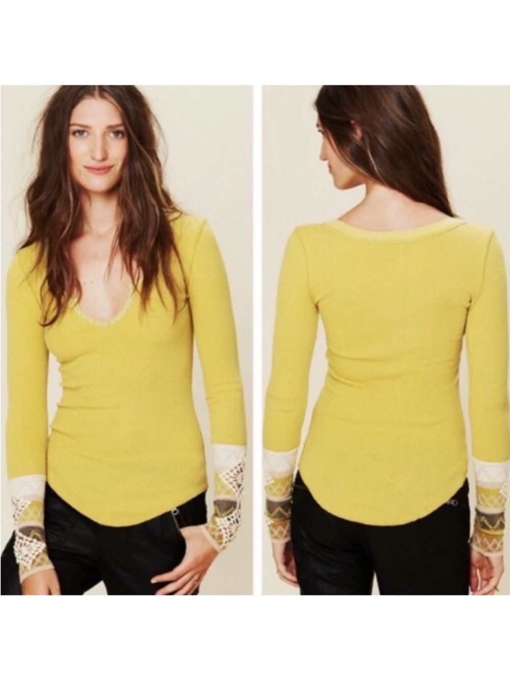 Free People Kombucha Cuff Thermal Top Mustard Large
M1